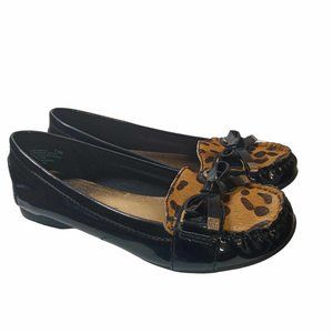 Anne Klein Black & Cognac Calf Hair & Patent Leather Loafer/Flat Size 7.5